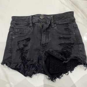 American eagle black denim shorts